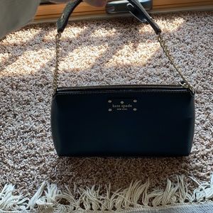 Kate spade black leather purse with gold chain